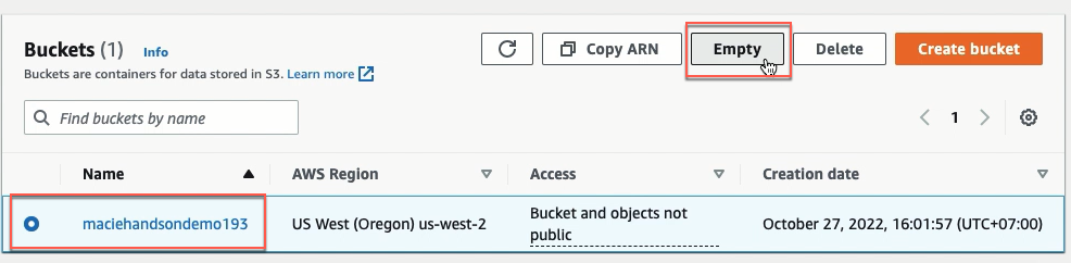 empty bucket