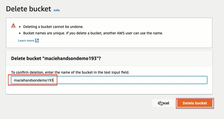 delete bucket